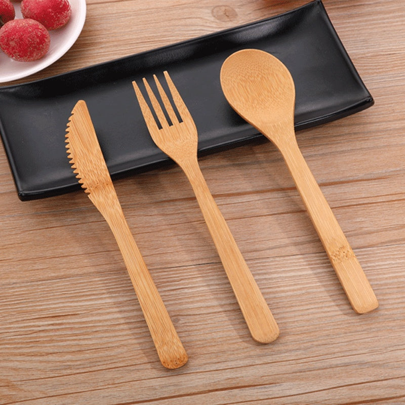 Eco-Friendly Bamboo Cutlery Set – Knife, Fork & Spoon