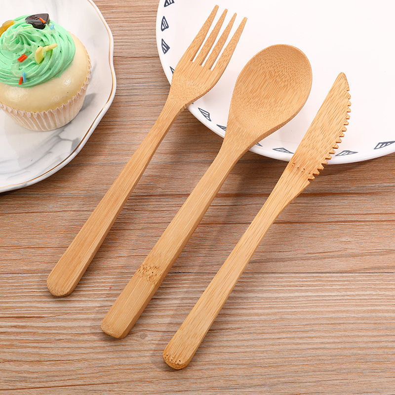 Eco-Friendly Bamboo Cutlery Set – Knife, Fork & Spoon